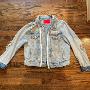 Distressed jean jacket